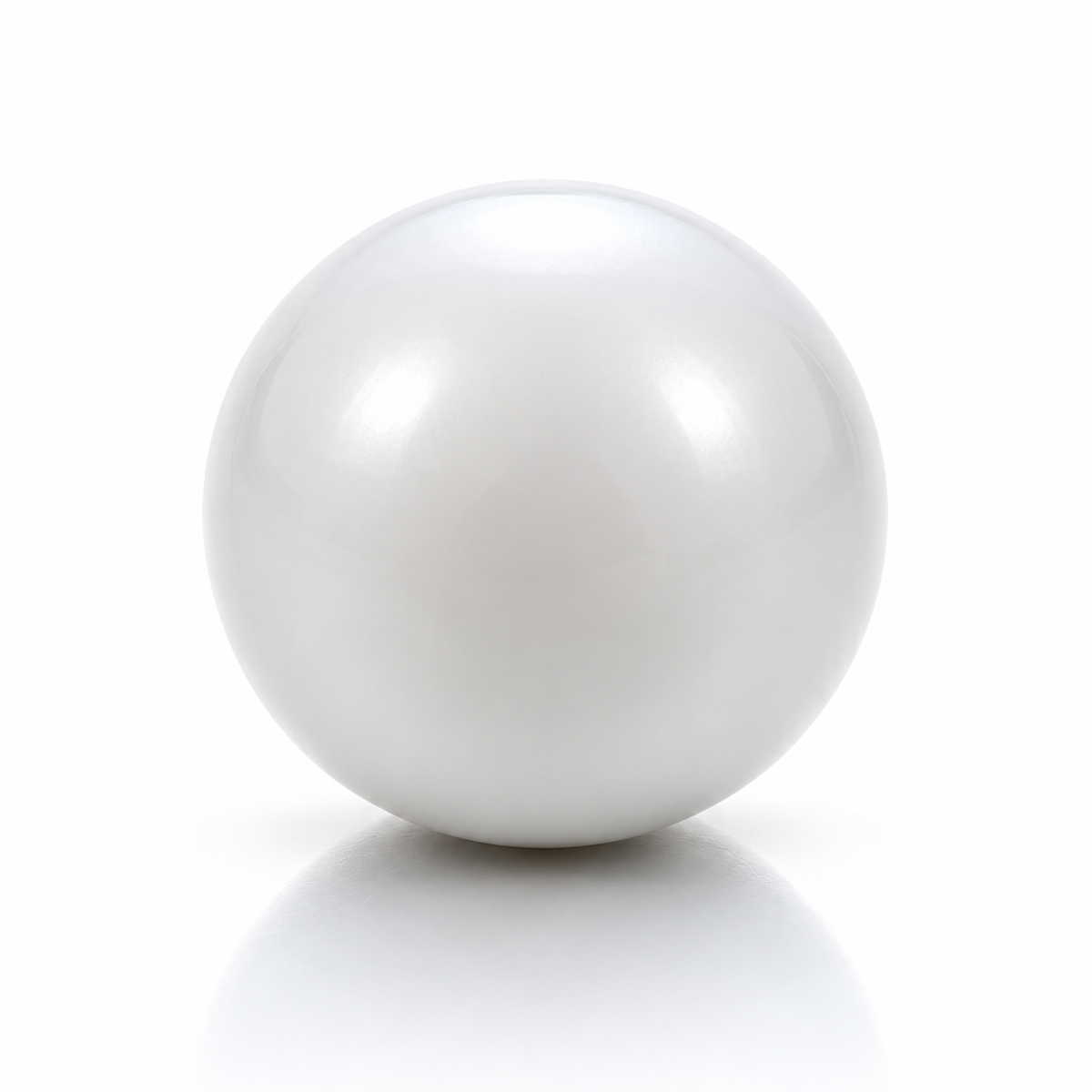 Boule de musique du Paradis blanche, diamètre 16 mm, sur fond blanc.